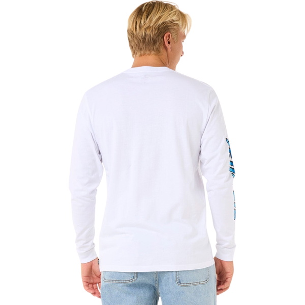 2026 Rip Curl Mens Fade Out Icon Long Sleeve Tee 0BQMTE - White